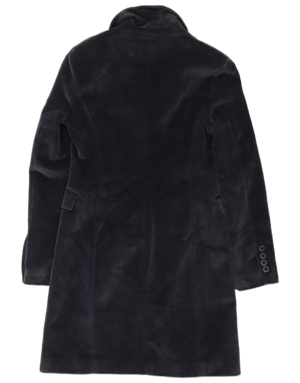 Sobretudo feminino vintage UK 10 pequeno poliéster azul marinho