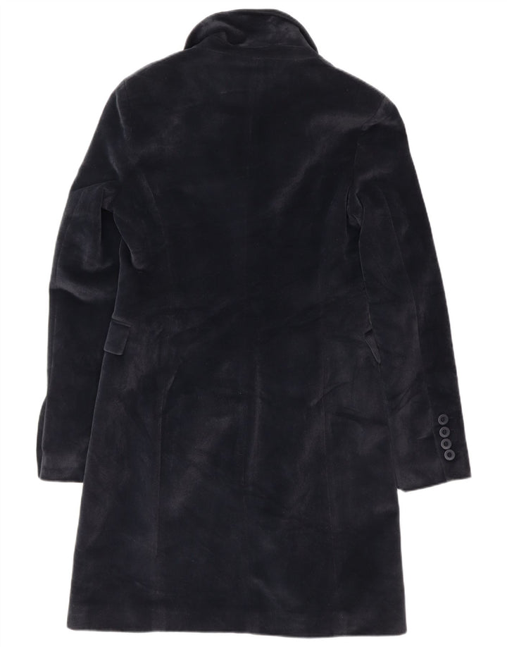 Sobretudo feminino vintage UK 10 pequeno poliéster azul marinho