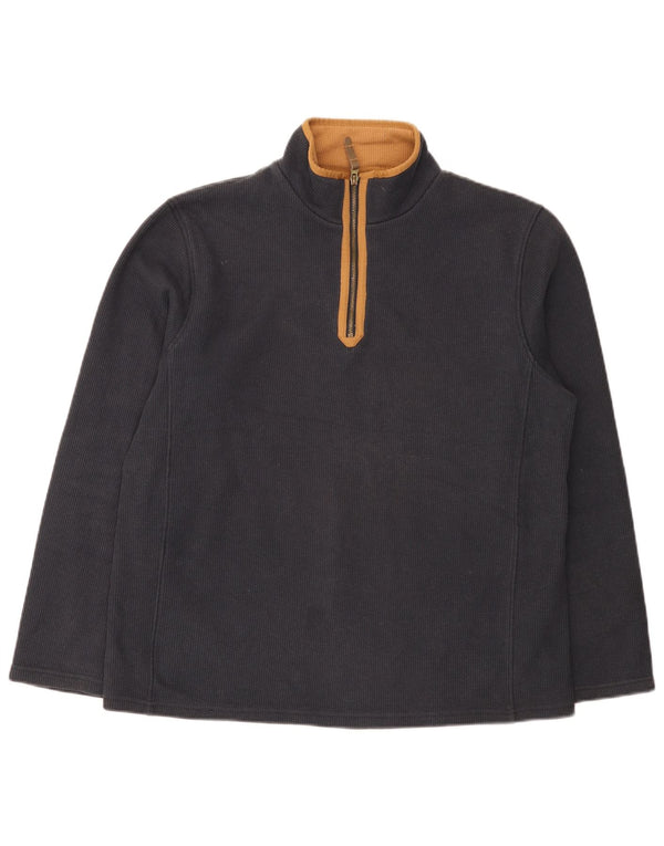 Moletom masculino Mountain Warehouse com zíper e gola alta de algodão azul marinho