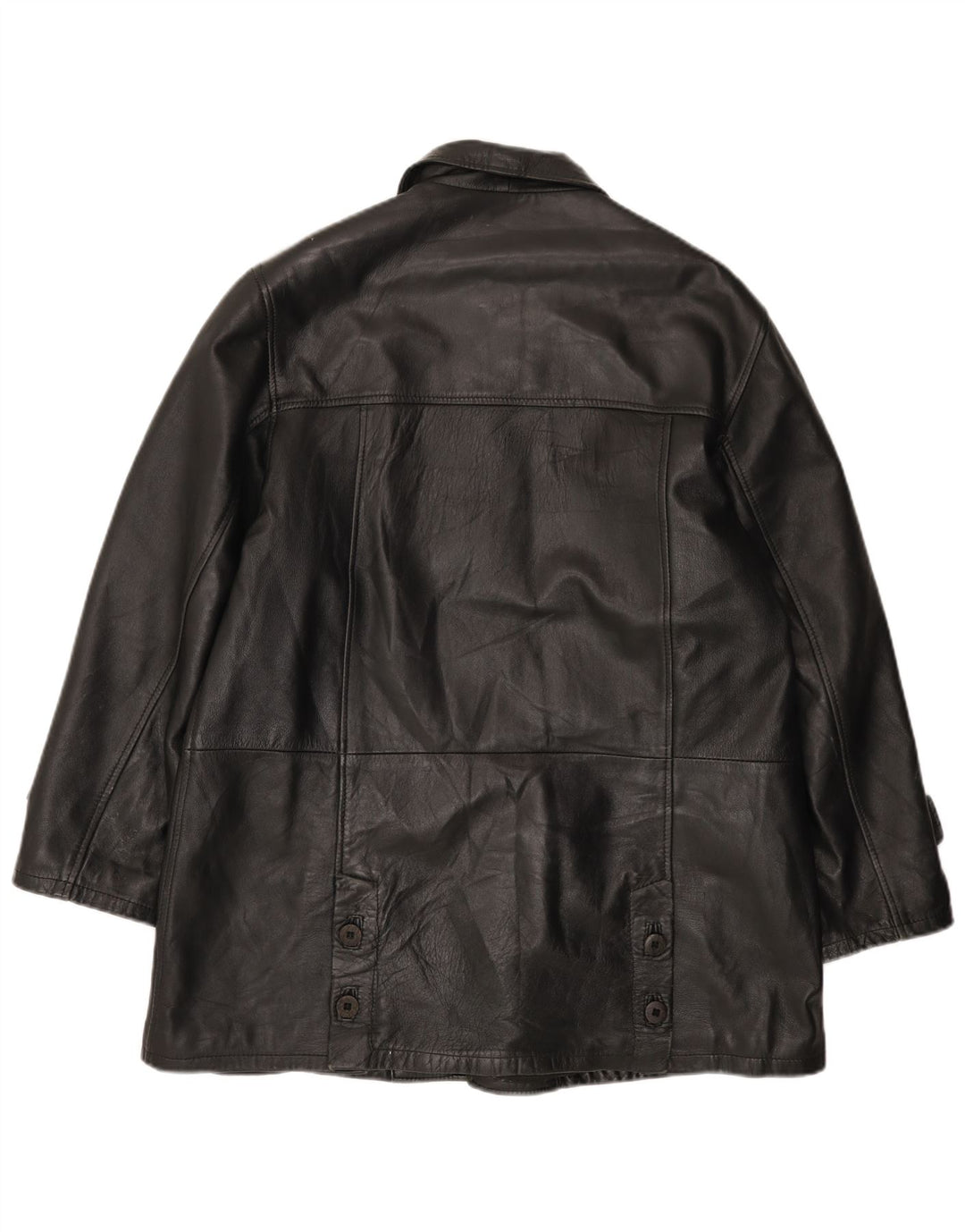 Casaco de couro feminino vintage IT 46 grande preto