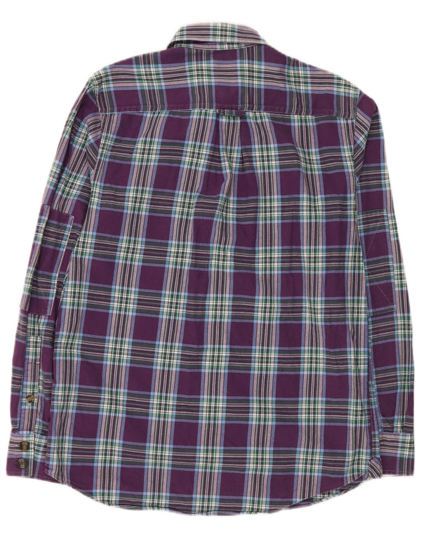 Crew Clothing Mens Camisa de flanela de ajuste clássico pequeno roxo xadrez de algodão
