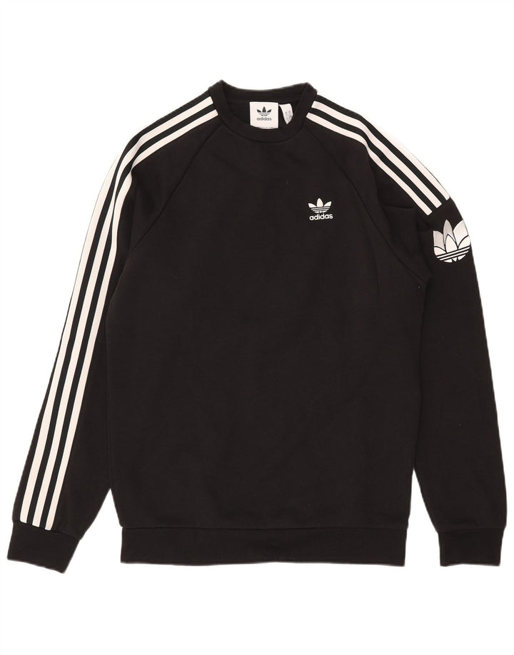 ADIDAS Mens Graphic Sweatshirt Jumper XS Preto Algodão