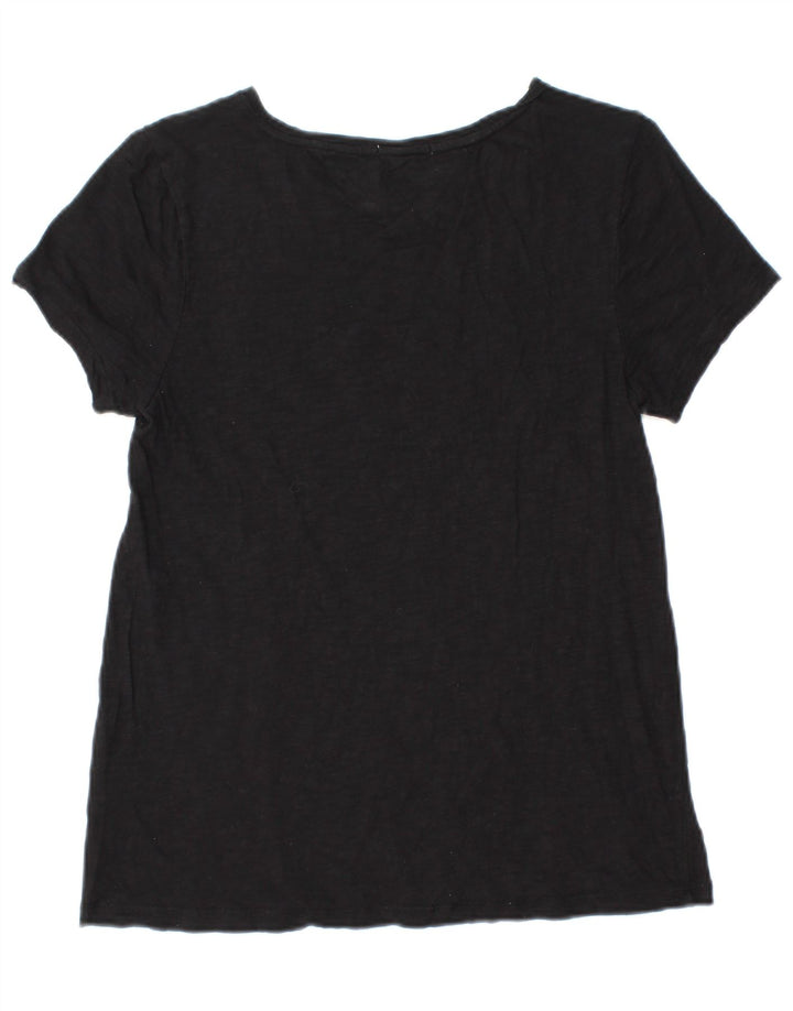 Camiseta feminina TOMMY HILFIGER com estampa gráfica Reino Unido 10 pequeno algodão preto