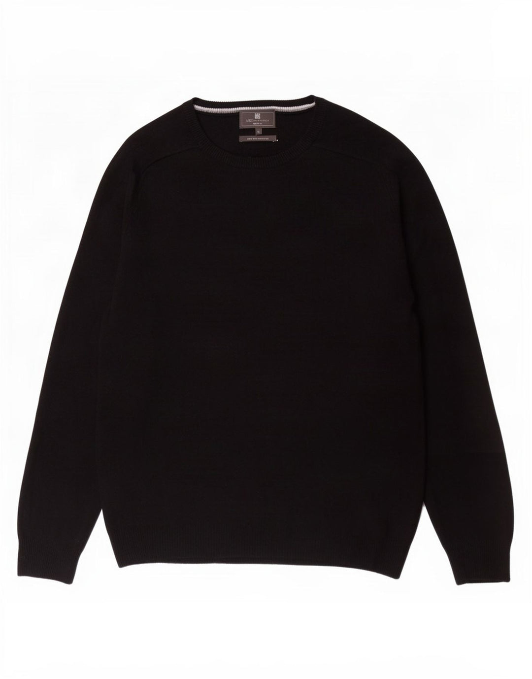 Suéter masculino Marks & Spencer com ajuste regular e gola canoa, grande lã preta