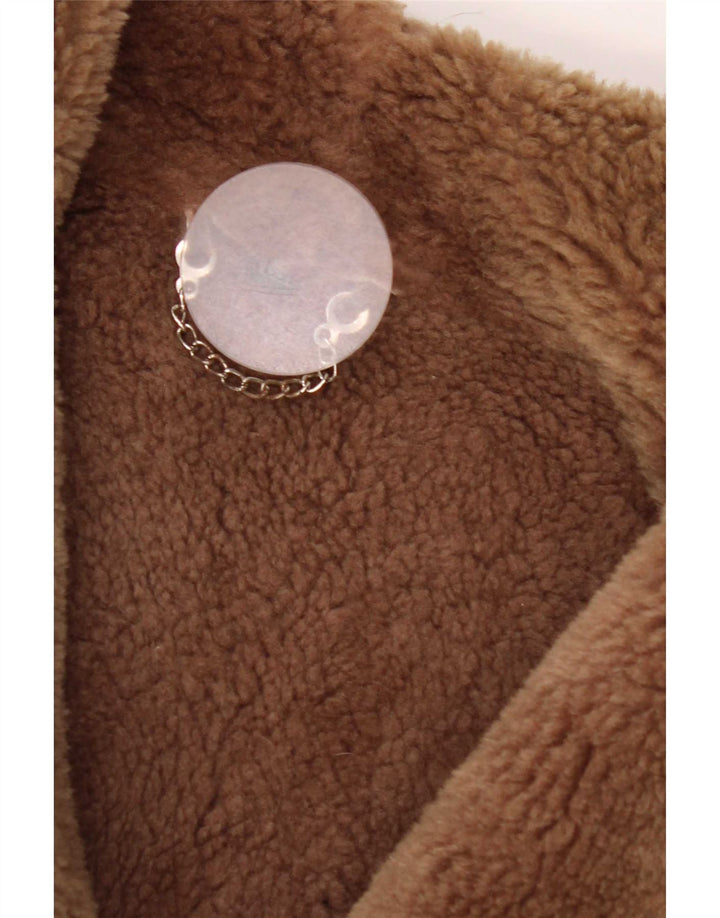Jaqueta Shearling Feminina Vintage Reino Unido 14 Marrom Médio