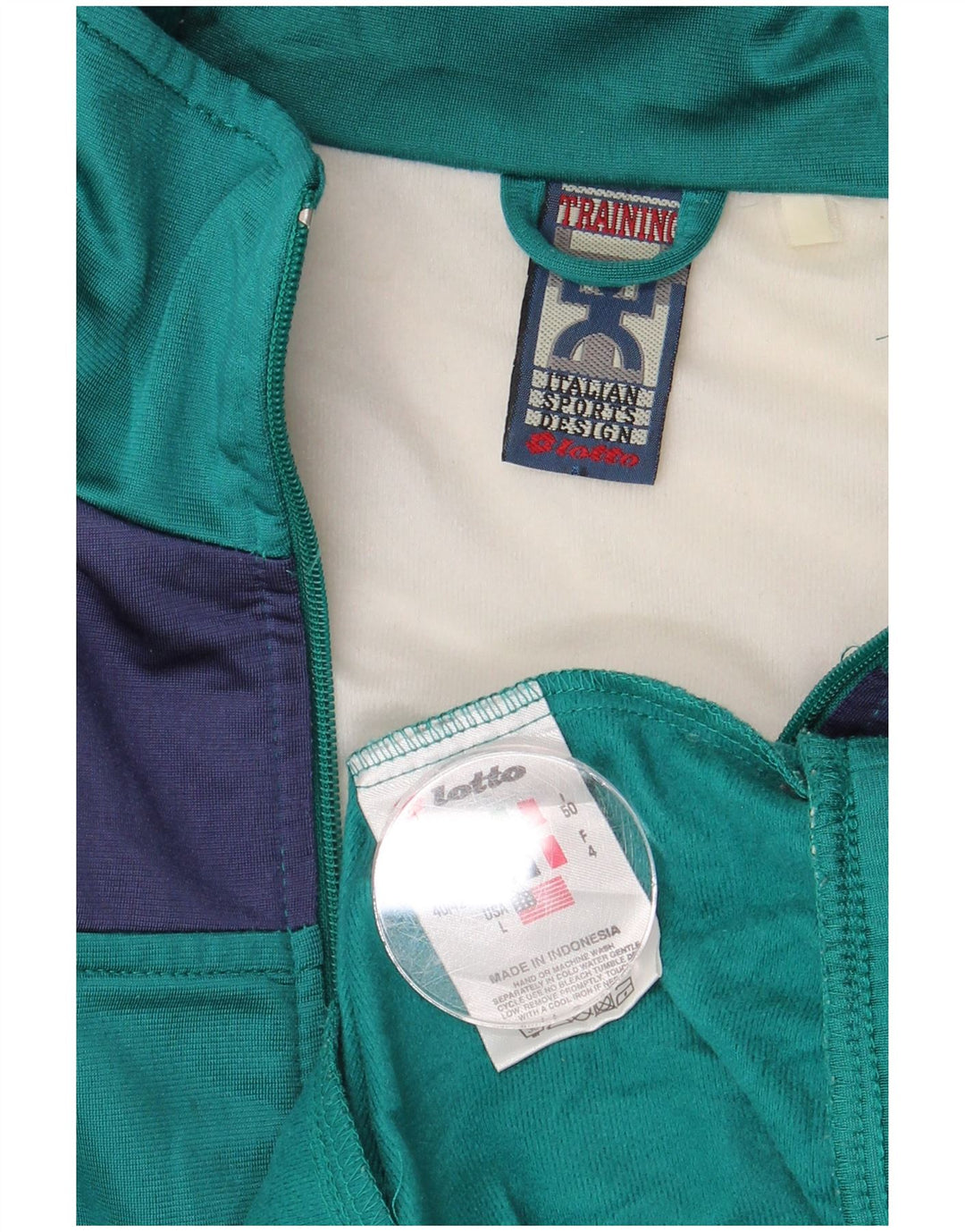 Jaqueta masculina de treino LOTTO Reino Unido 40/42 grande bloco colorido turquesa