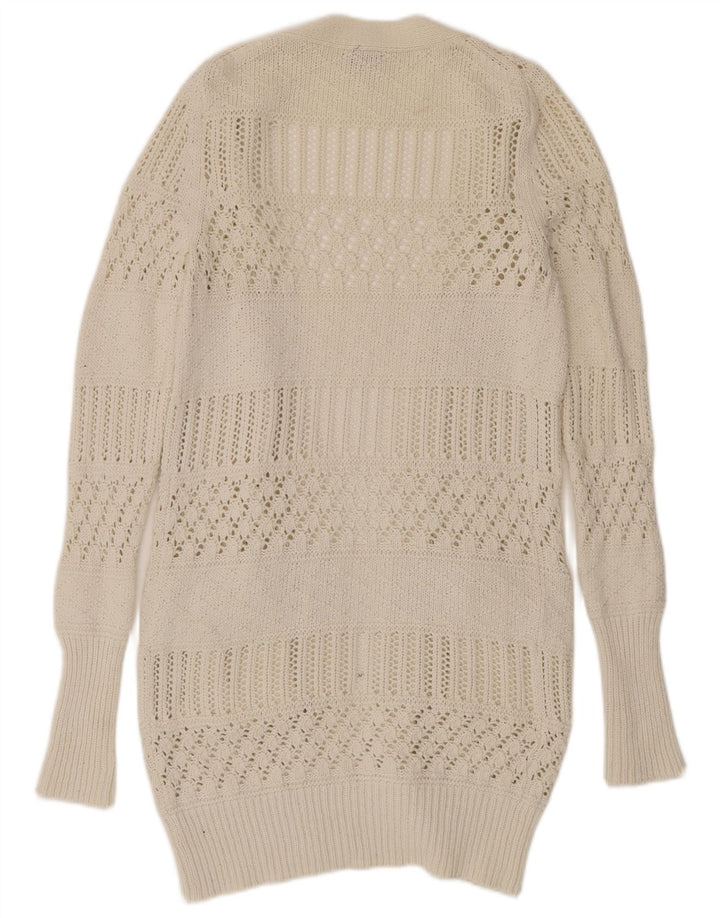 Suéter feminino Gap Longline aberto com cardigan Reino Unido 12 algodão branco médio