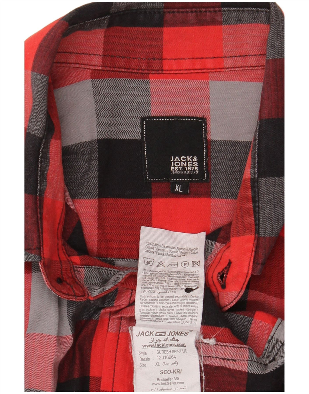 Camisa masculina Jack & Jones XL algodão xadrez multicolorido