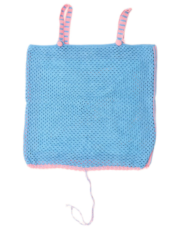 Top feminino de crochê VINTAGE UK 14 azul médio