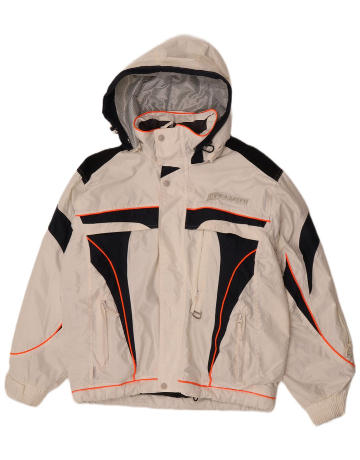 Jaqueta de esqui masculina Pyramid com capuz UK 36 Small White Colourblock Nylon