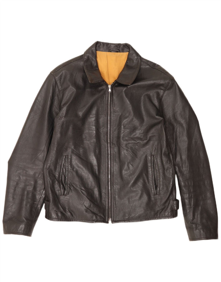 Jaqueta de couro masculina Protagonist UK 40 grande preta