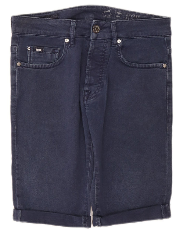 Gas Mens Anders Slim Denim Shorts W31 Médio Azul Marinho Algodão Clássico