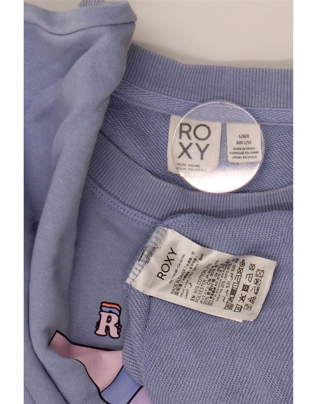 ROXY Suéter feminino oversized com estampa gráfica UK 16 grande azul