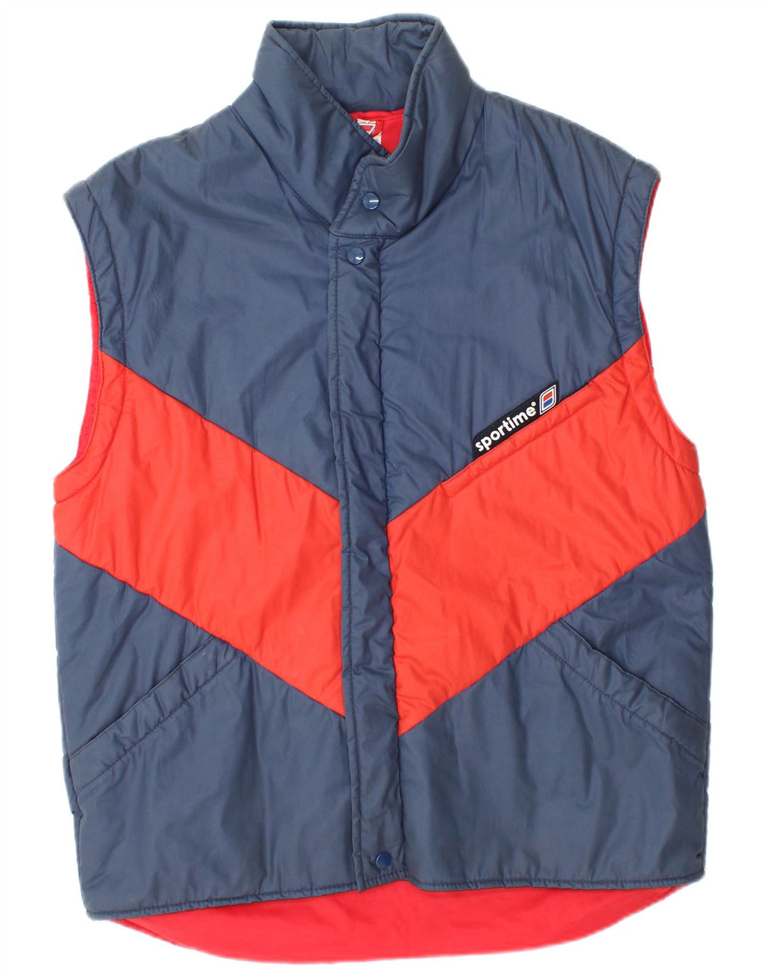 Colete acolchoado masculino vintage IT 48 poliéster colorblock azul marinho médio