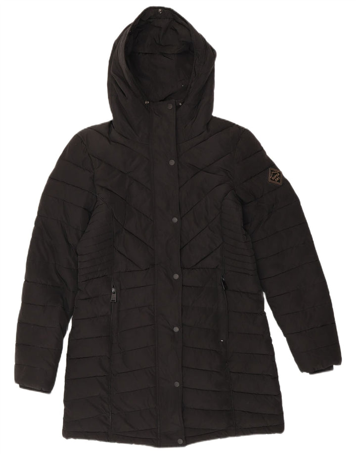 Casaco acolchoado com capuz feminino SUPERDRY UK 10 pequeno poliéster preto