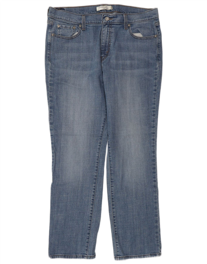 Calça jeans feminina Levi's 505 Straight US 14 XL W34 L30 azul algodão