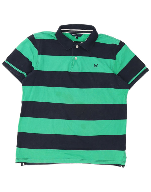 Camisa polo masculina Crew Clothing algodão listrado verde médio