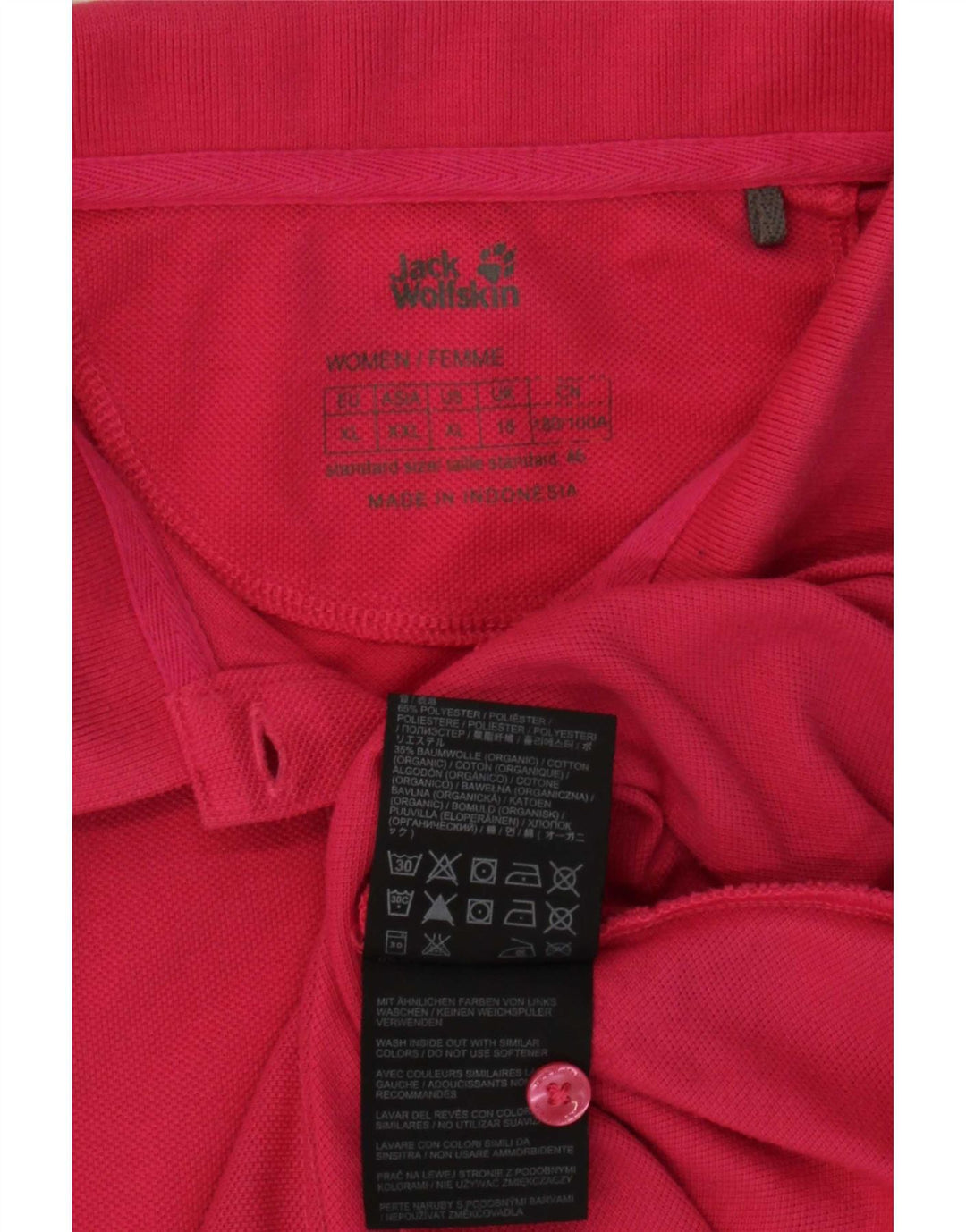 Camisa polo feminina Jack Wolfskin UK 18 XL poliéster rosa