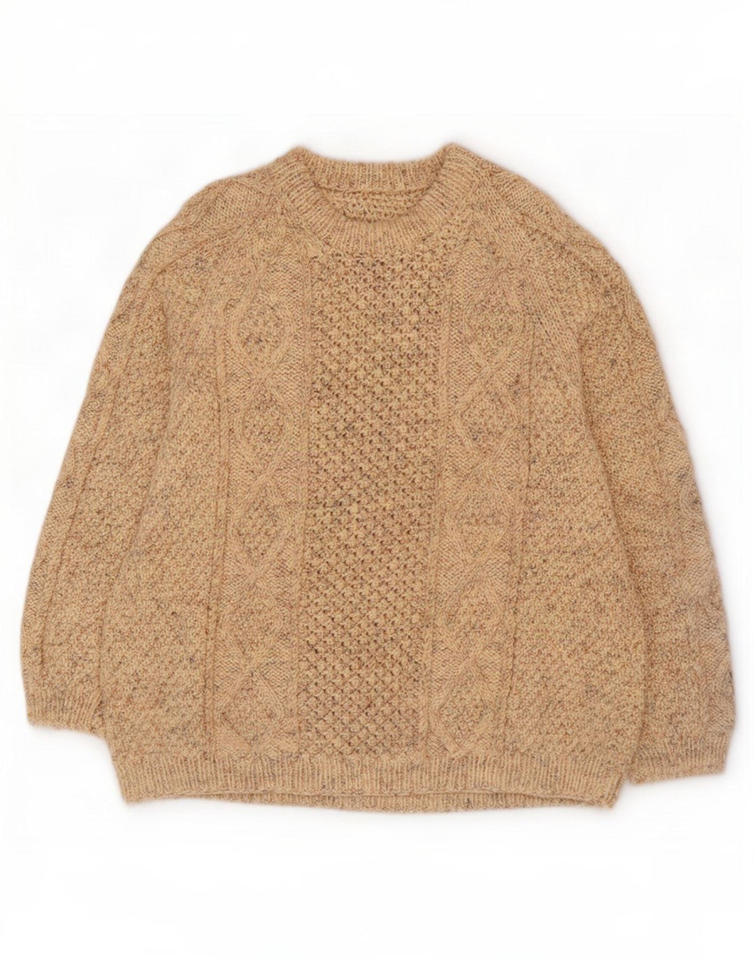 Suéter vintage masculino com gola redonda 2XL bege