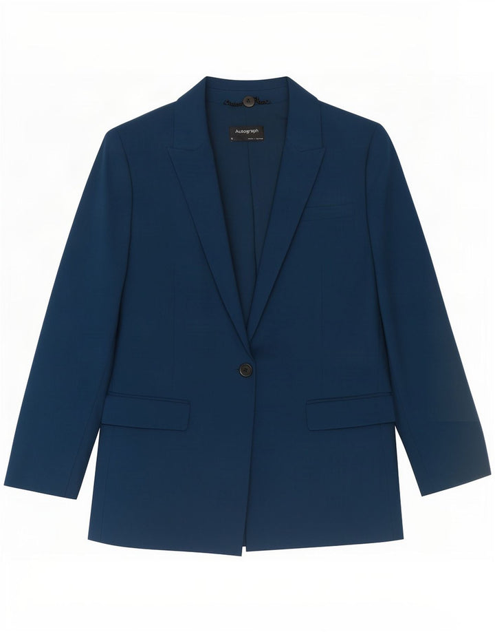 Jaqueta blazer feminina Marks & Spencer Autograph 1 botão Reino Unido 12 azul médio