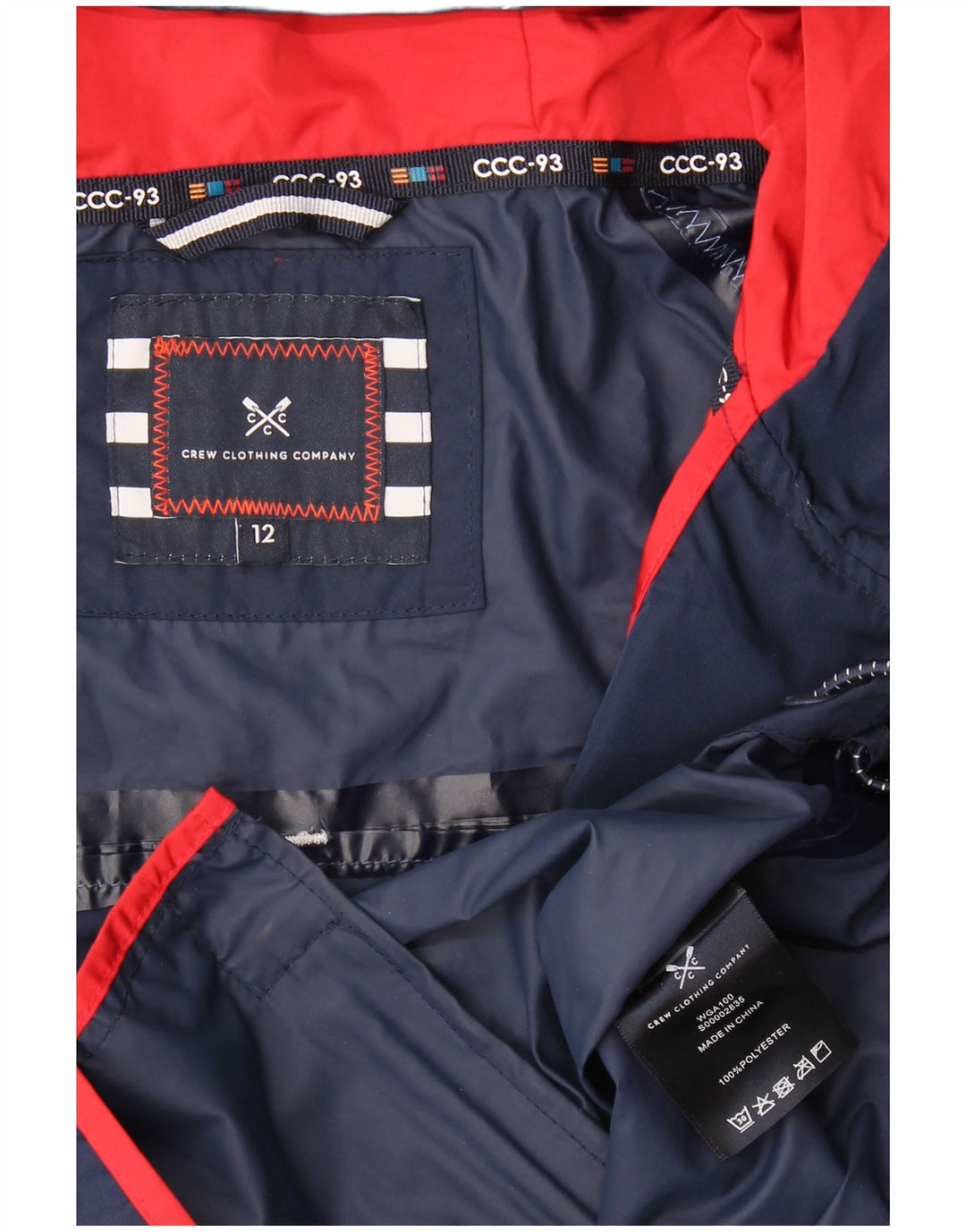 Jaqueta de chuva feminina gráfica Crew Clothing UK 12 médio azul marinho colorblock