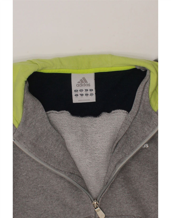 ADIDAS Boys Zip Hoodie Sweater 9-10 Years Grey Colourblock Cotton Vintage Adidas and Second-Hand Adidas from Messina Hembry 