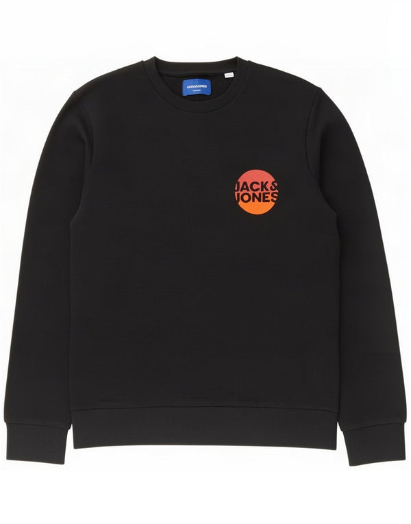 Jack & Jones moletom gráfico masculino jumper grande algodão preto