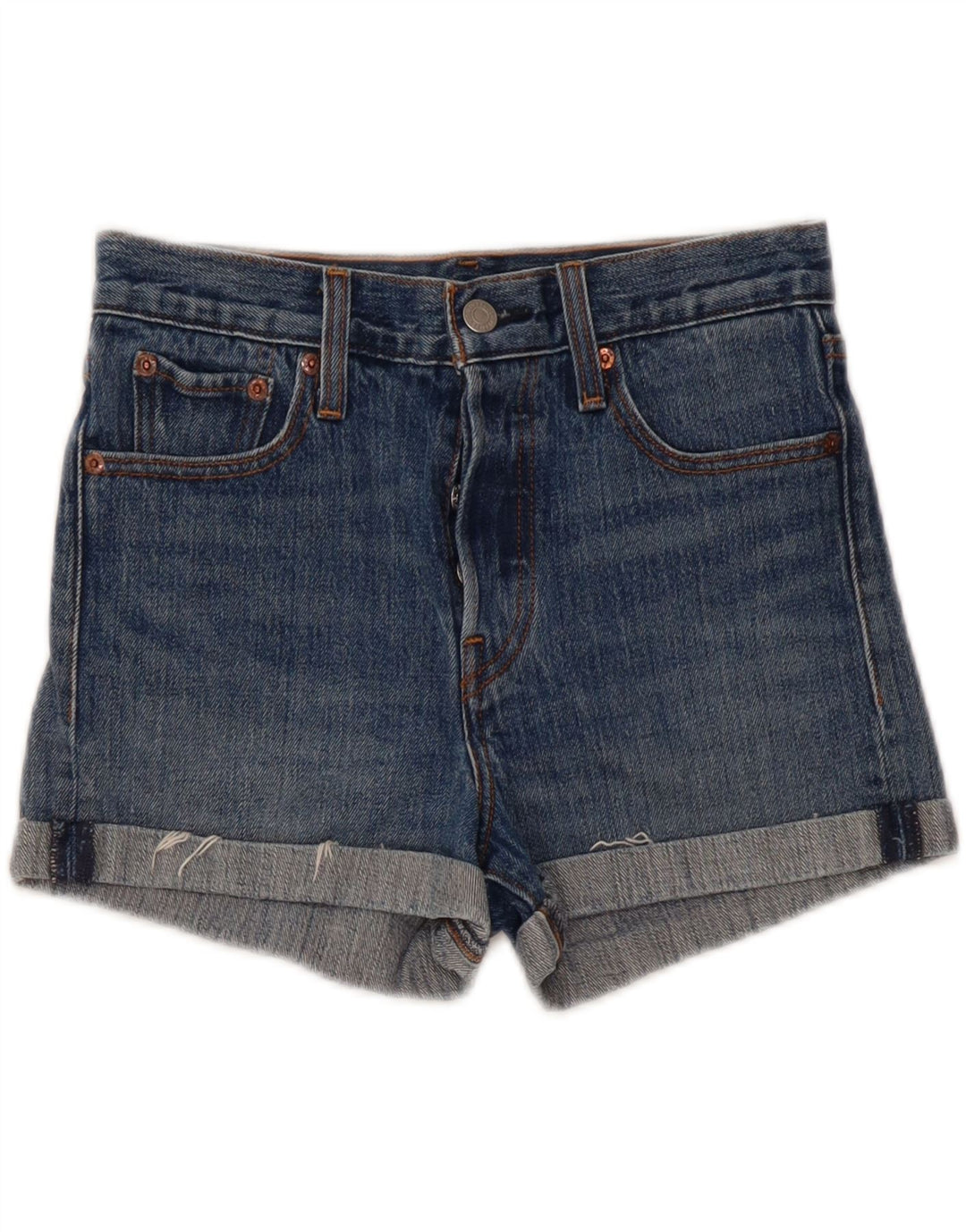 Shorts jeans feminino Levi's W26 pequeno algodão azul
