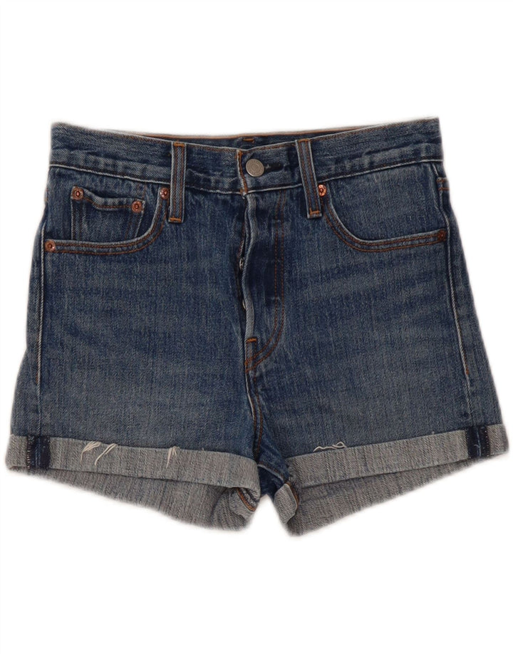 Shorts jeans feminino Levi's W26 pequeno algodão azul