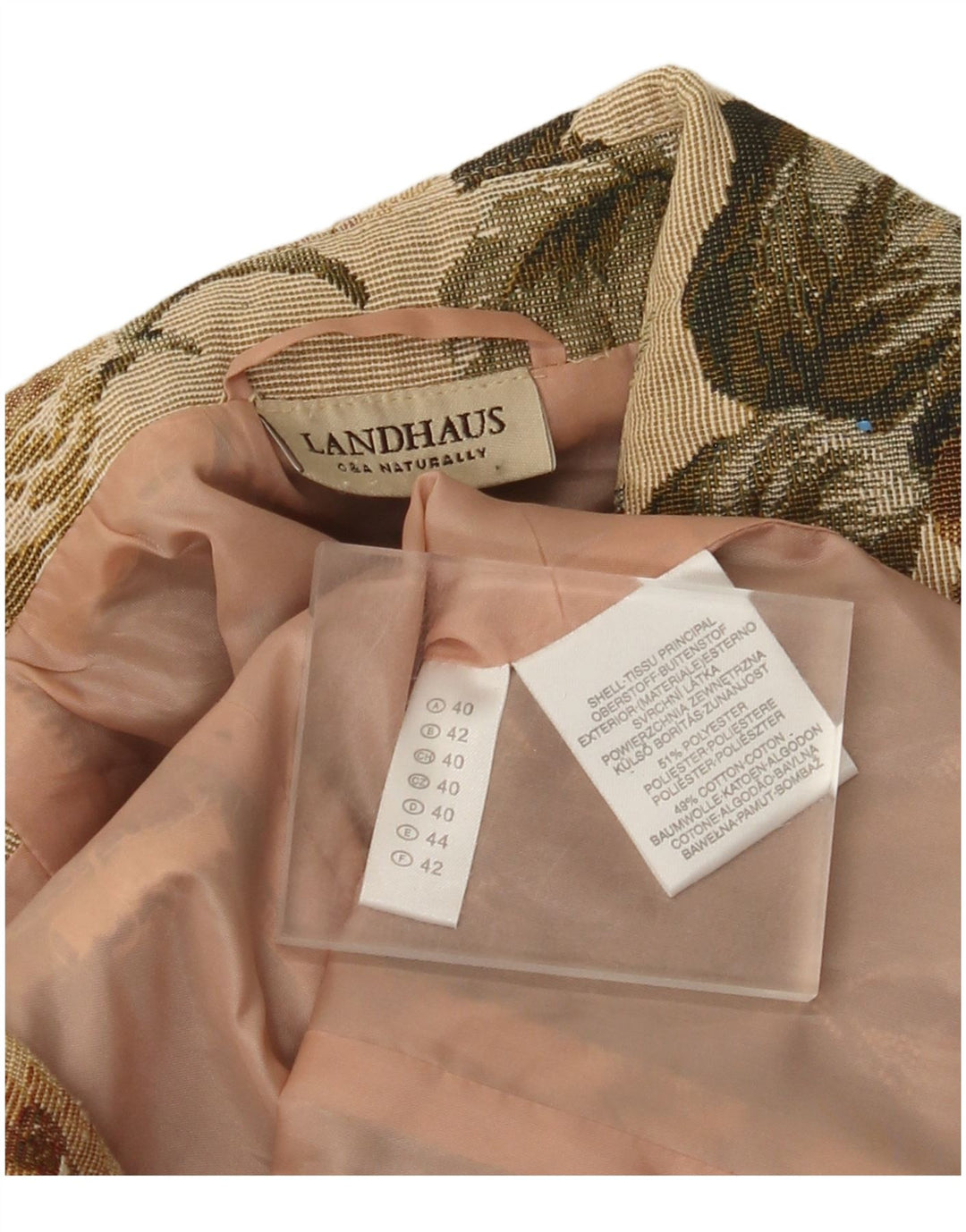 Jaqueta blazer feminina com zíper completo Landhaus EU 40 poliéster floral bege médio