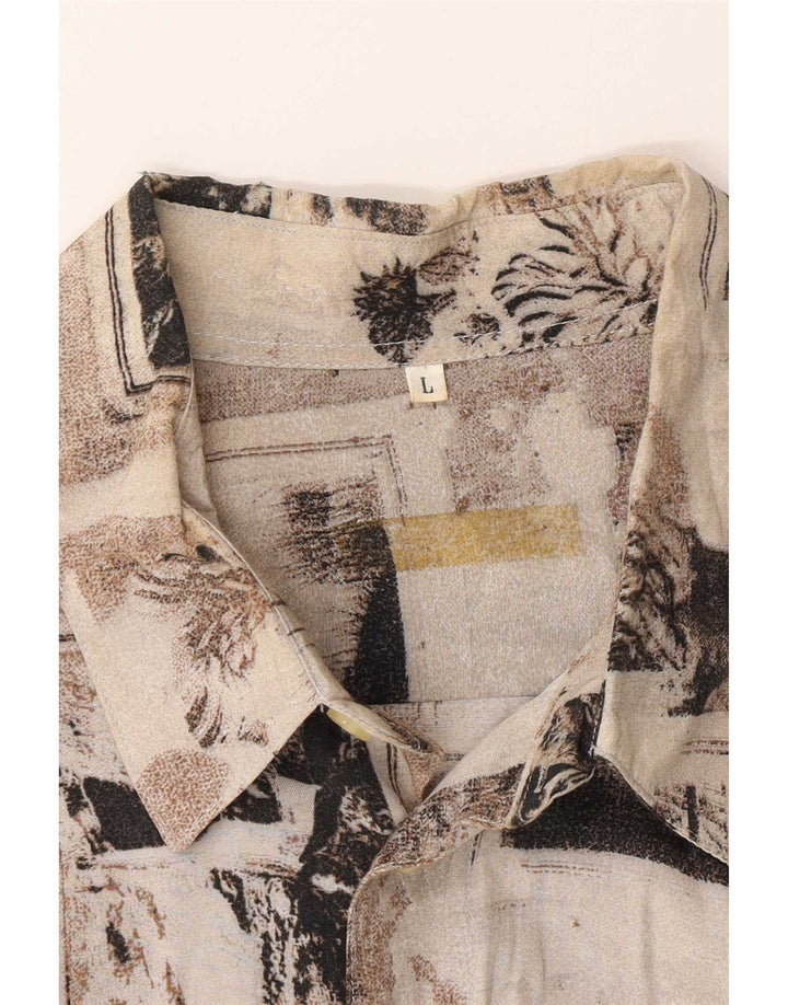 Camisa masculina vintage grande floral multicolorida