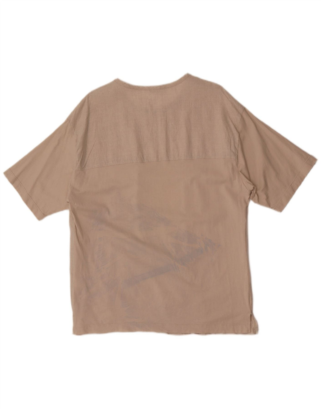 Camiseta masculina Zara Top grande algodão bege