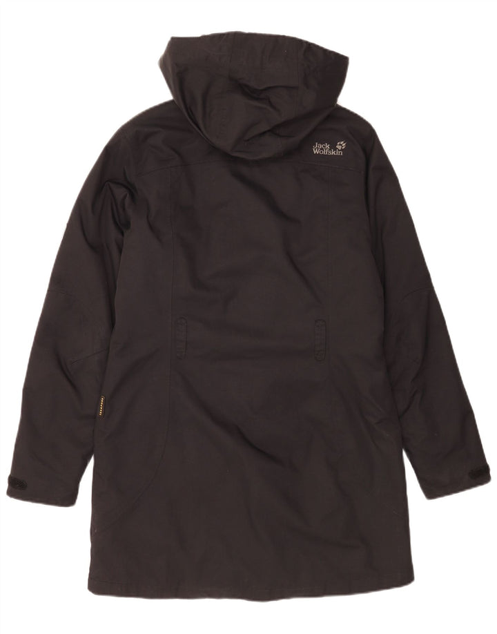 Casaco corta-vento feminino grande com capuz e capuz Jack Wolfskin Reino Unido 10 pequeno preto