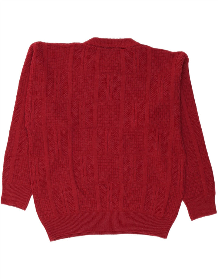 CASUALLAND Mens Crew Neck Jumper Sweater XL Burgundy Acrylic Vintage Casualland and Second-Hand Casualland from Messina Hembry 