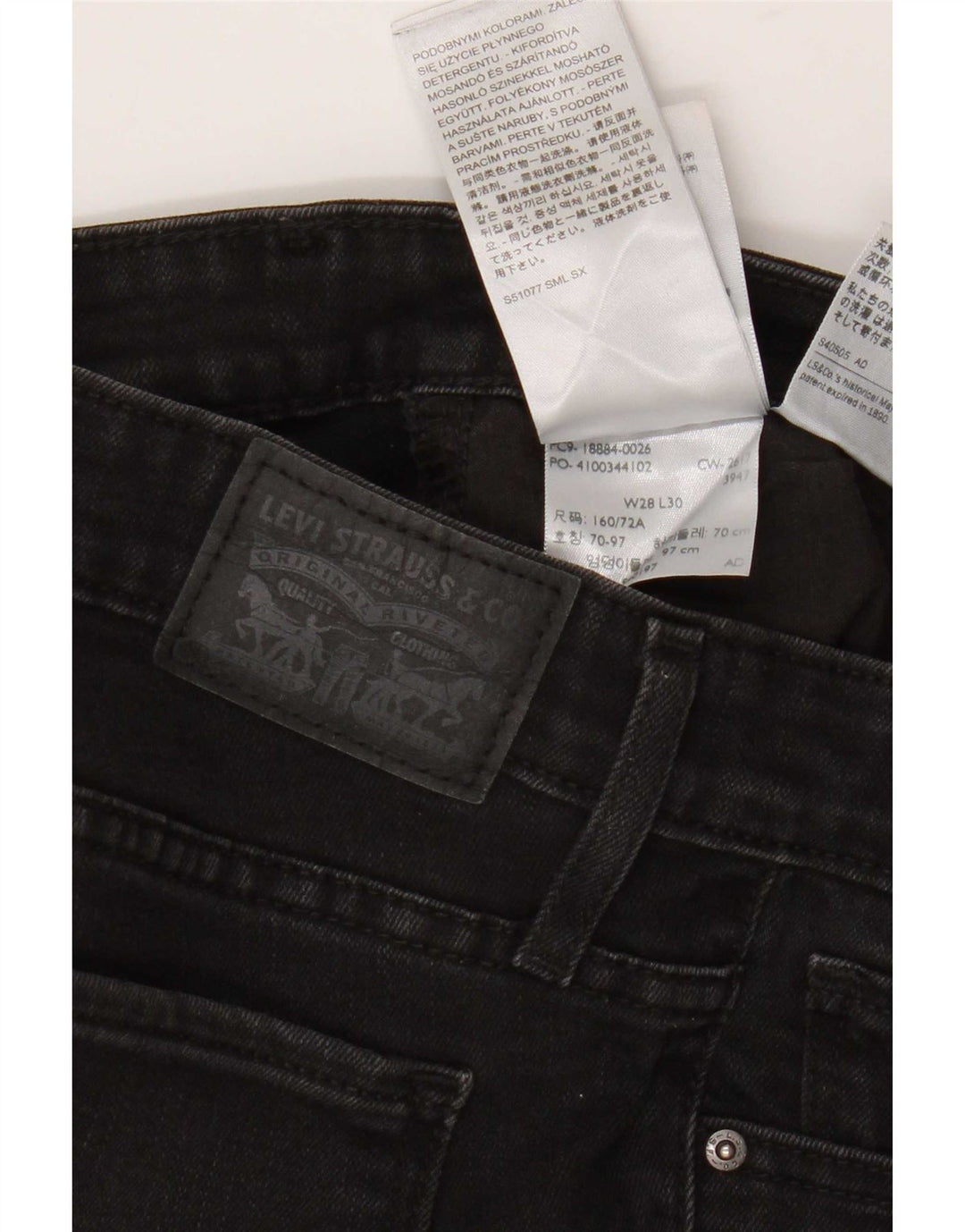 Calça jeans feminina Levi's 712 Slim W28 L30 algodão preto