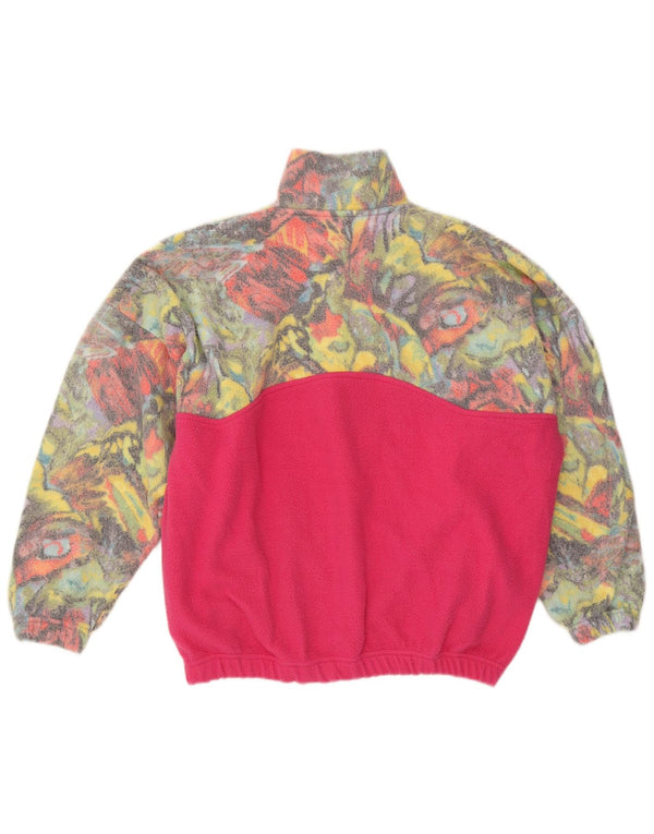 Jumper de lã com padrão abstrato feminino vintage UK 20 2XL rosa colorblock
