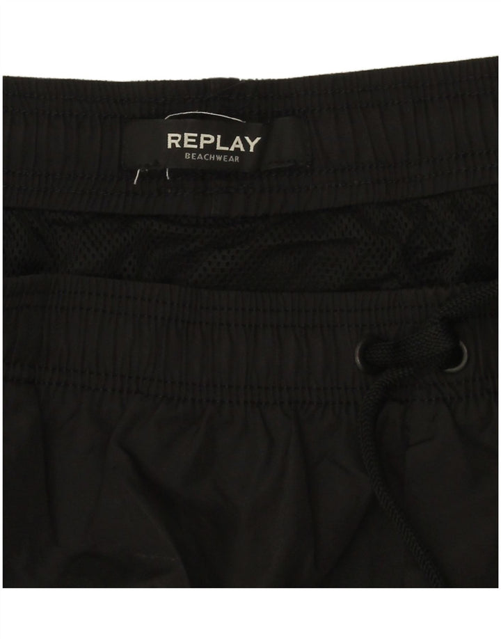 Replay Shorts de natação masculino gráfico grande preto