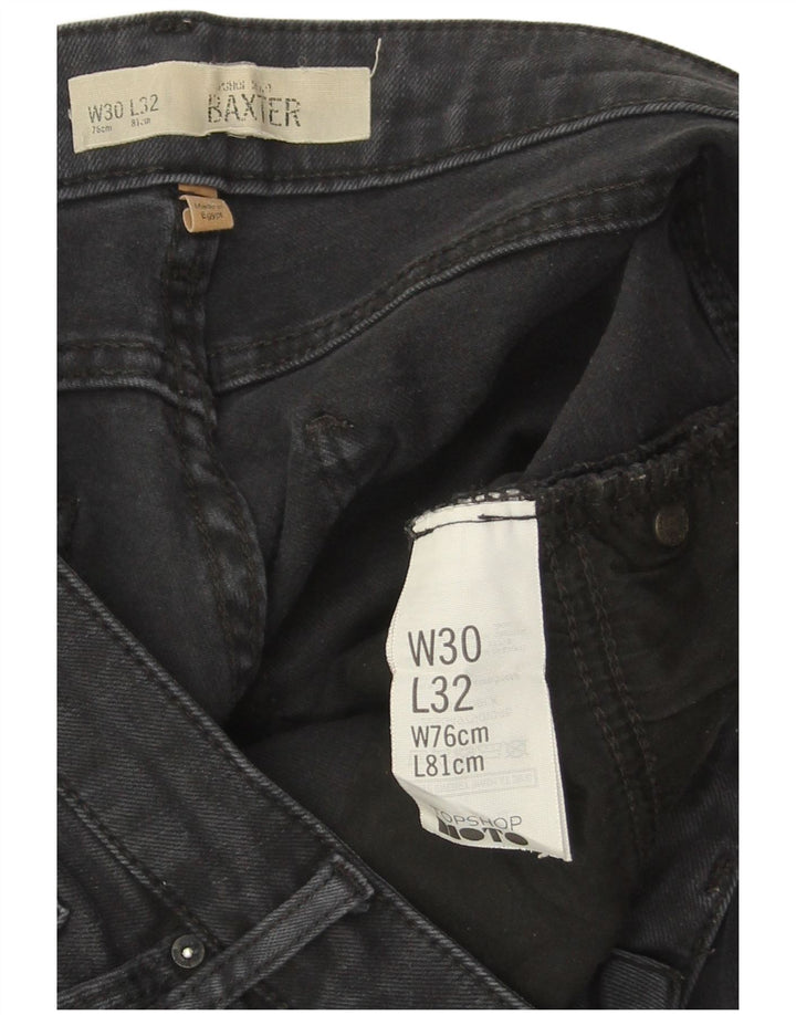 TOPSHOP Jeans feminino Baxter Slim W30 L32 algodão preto