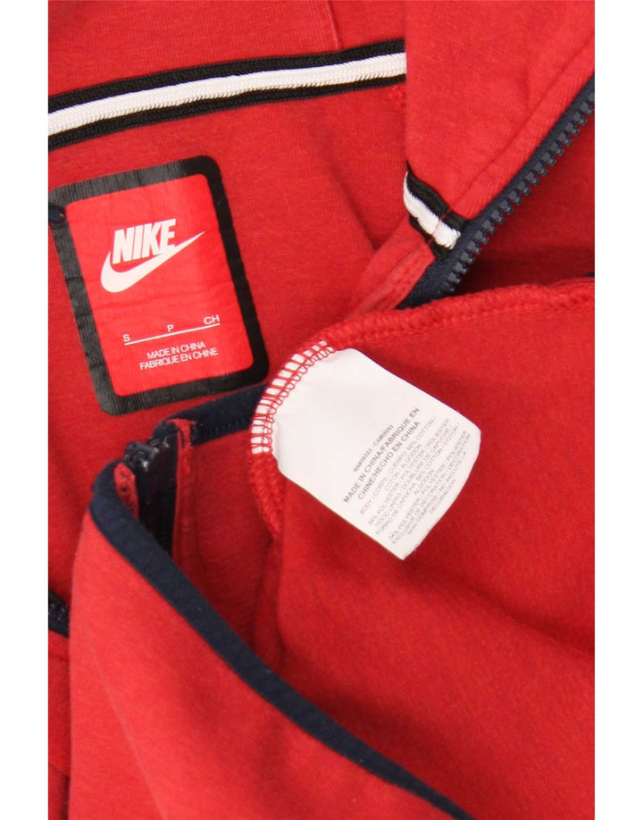 Suéter Nike masculino com capuz e zíper pequeno algodão vermelho