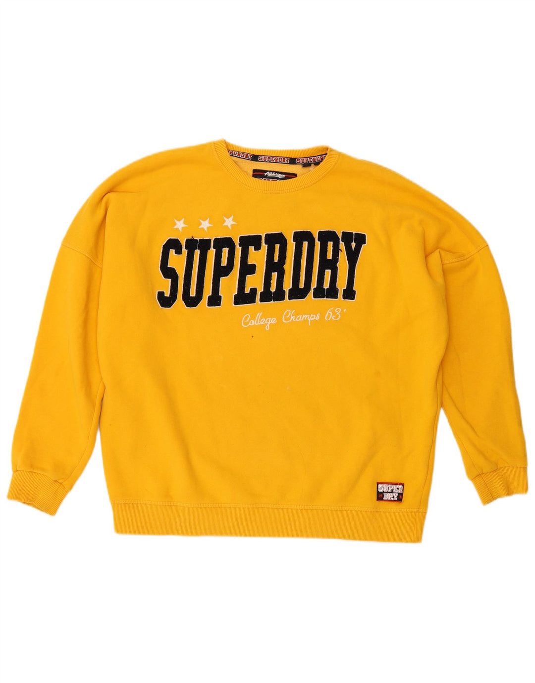 Jumper de moletom gráfico superdimensionado feminino SUPERDRY Reino Unido 12 médio amarelo