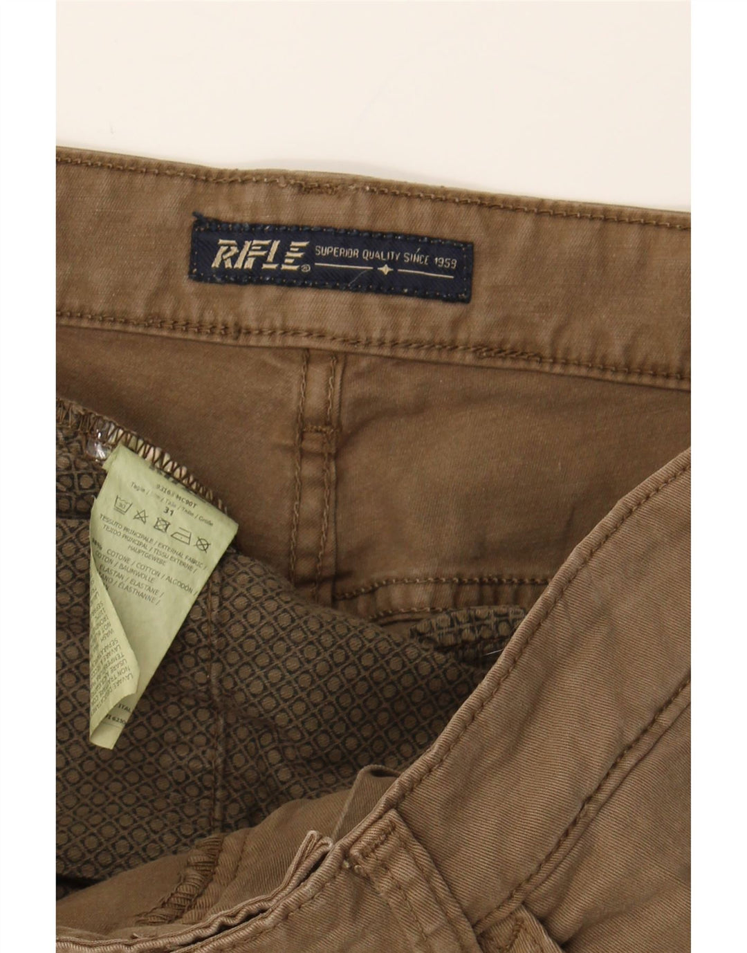 RIFLE Mens Slim Casual Trousers W31 L33 Brown Cotton Vintage Rifle and Second-Hand Rifle from Messina Hembry 