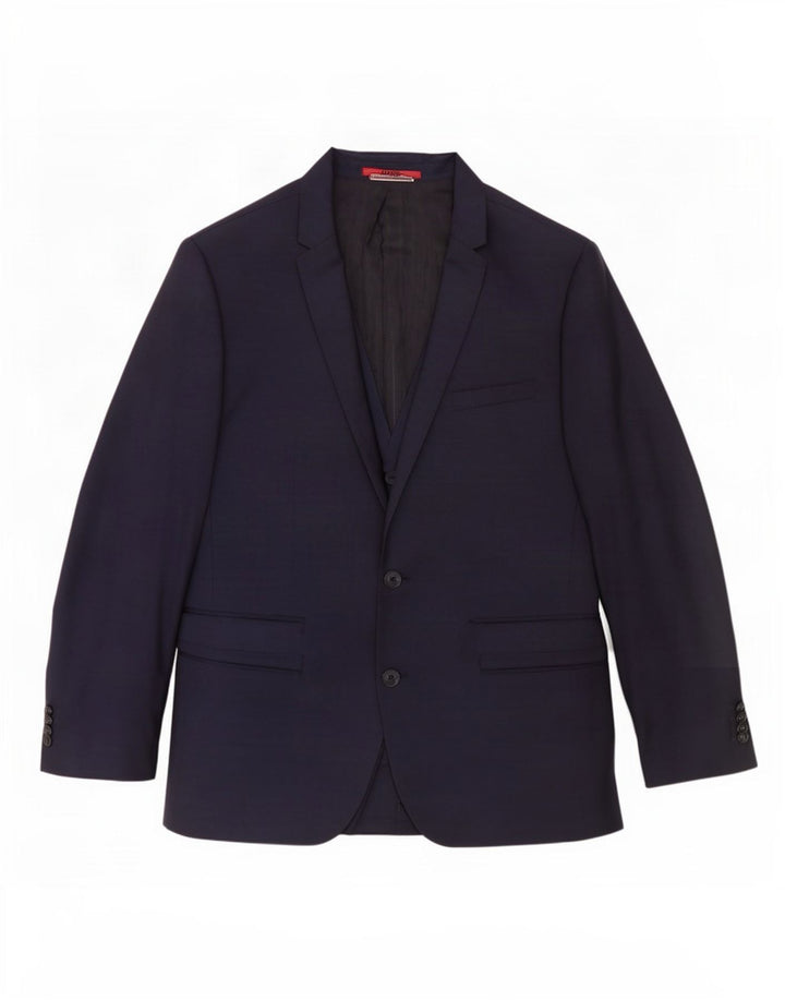 Jaqueta Blazer Masculina Hugo Boss com 2 Botões EU 48 Lã Azul Marinho Médio