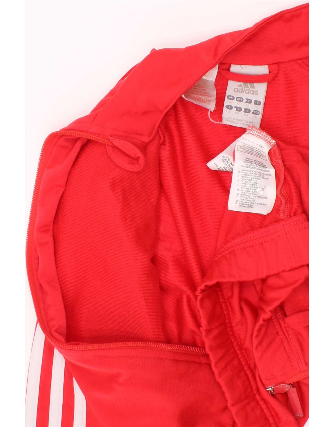 Adidas Meninas Treino Top Jaqueta 7-8 Anos Vermelho Colorblock Poliéster