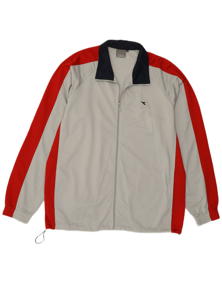 DIADORA Mens Tracksuit Top Jacket 2XL Grey Colourblock Polyester