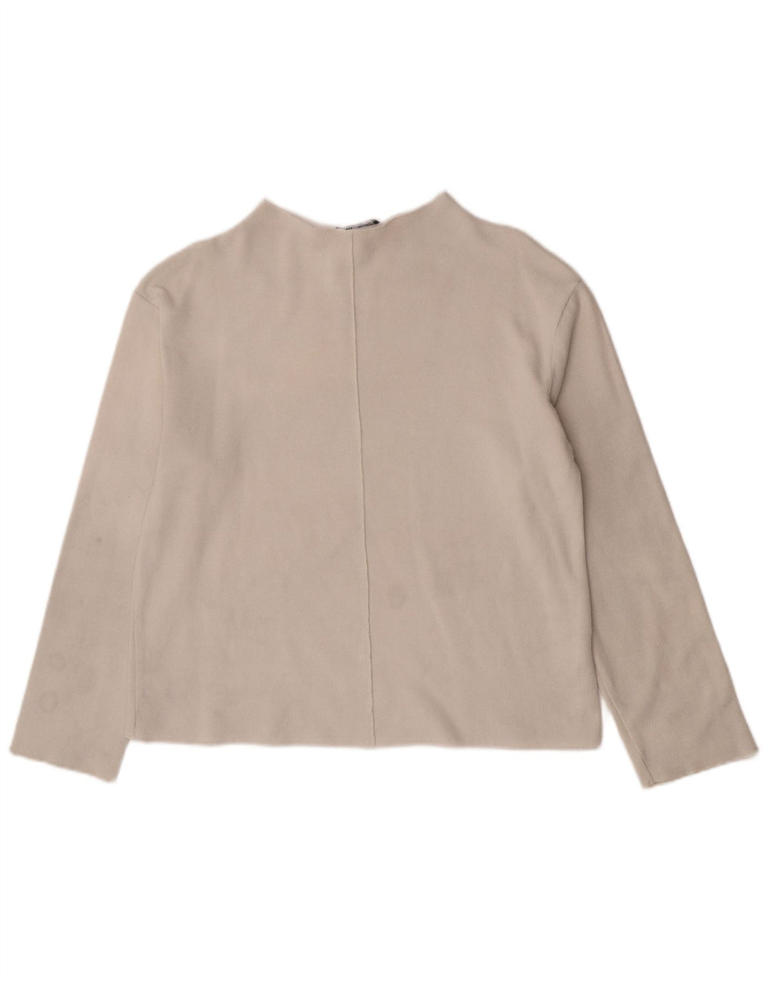 Top feminino Zara manga comprida UK 14 algodão branco médio