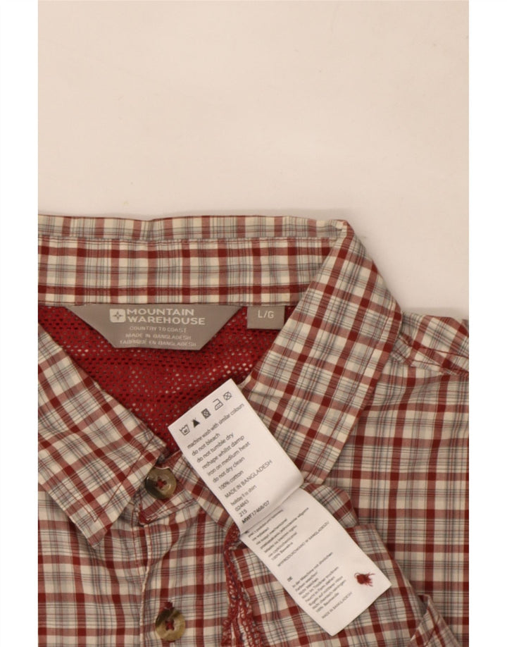 Camisa masculina de manga curta Mountain Warehouse grande algodão xadrez vermelho