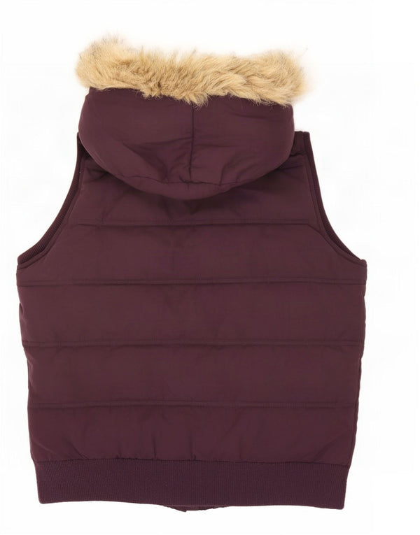 Gilet acolchoado com capuz para mulheres Fat Face UK 18 XL poliéster roxo