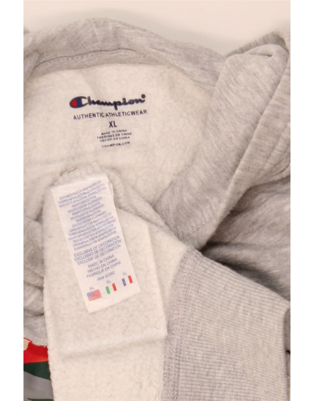 CHAMPION Womens Graphic Hoodie Jumper UK 18 XL Grey Cotton Vintage Champion and Second-Hand Champion from Messina Hembry 