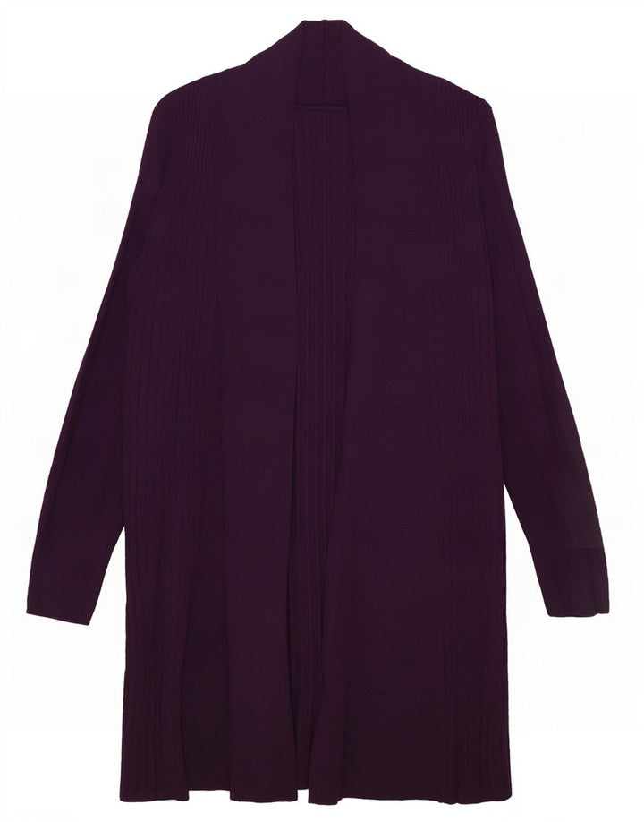 Marks & Spencer Suéter feminino Longline Open Cardigan Reino Unido 16 Grande Roxo