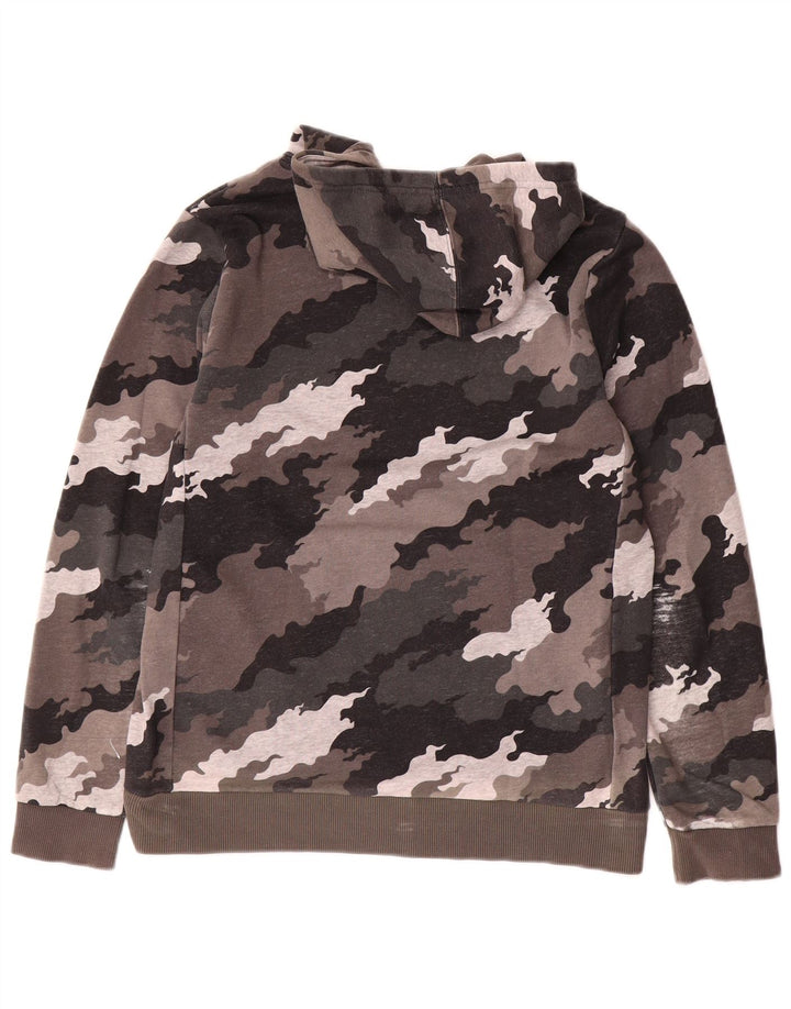 ADIDAS Meninos Graphic Hoodie Jumper 13-14 Anos Marrom Camuflagem Algodão